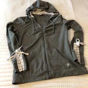 Lilac hooded gray Spandex jacket